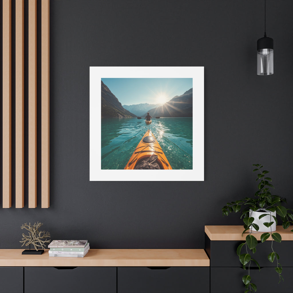 Lake Life Kayak Sunrise Canvas Print — Stretched Matte Wall Art