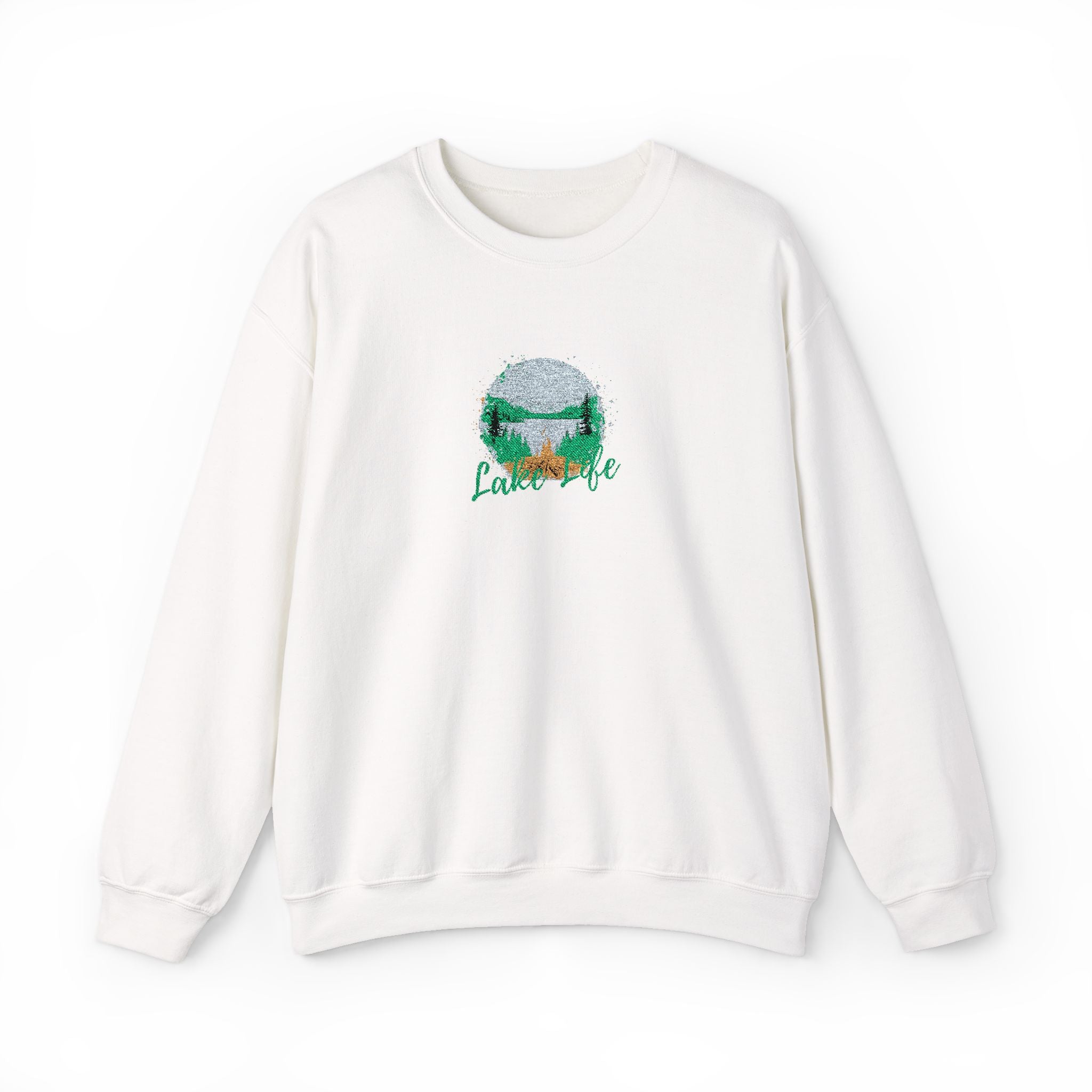Lake Life Embroidered Camping Circular Design Crewneck Sweatshirt