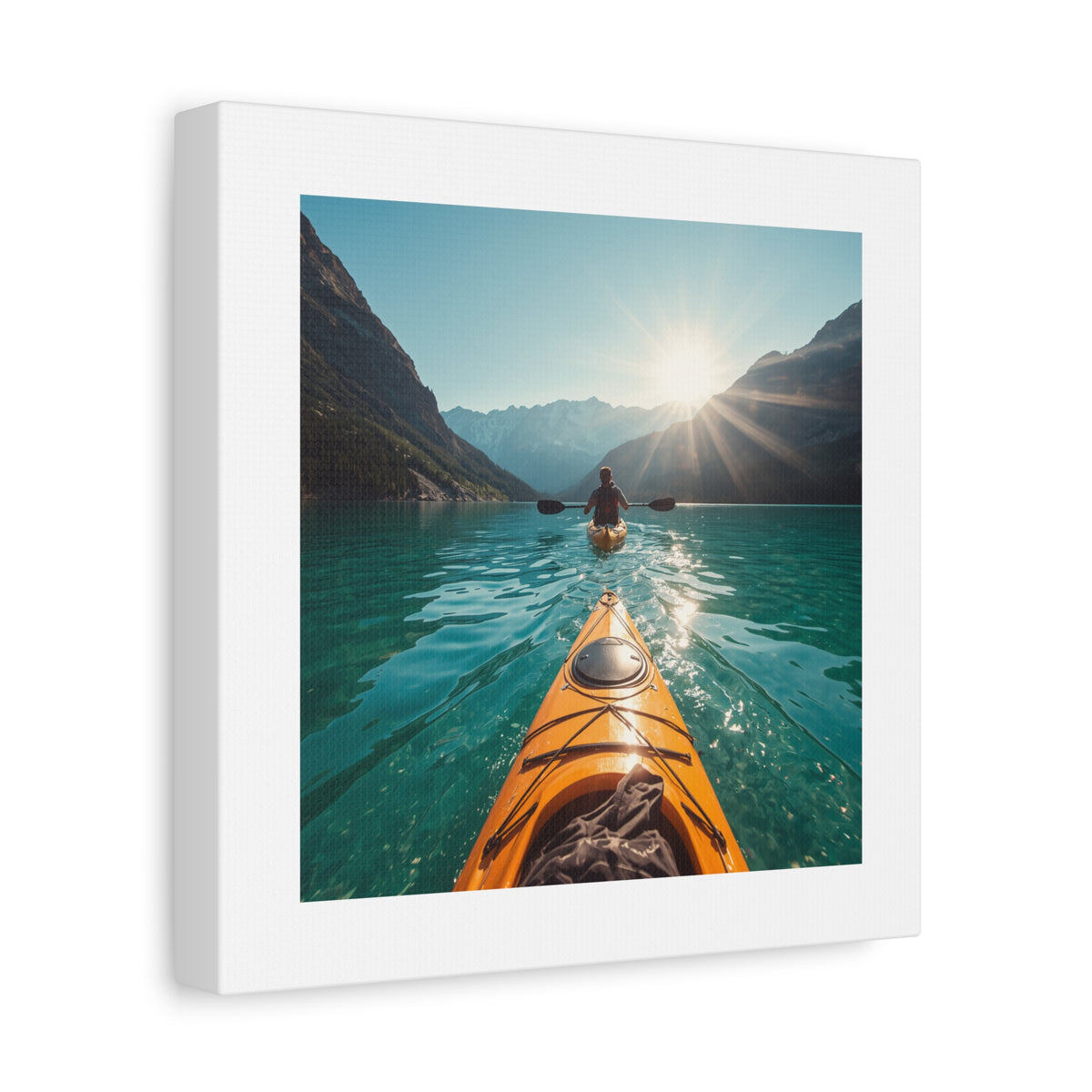 Lake Life Kayak Sunrise Canvas Print — Stretched Matte Wall Art
