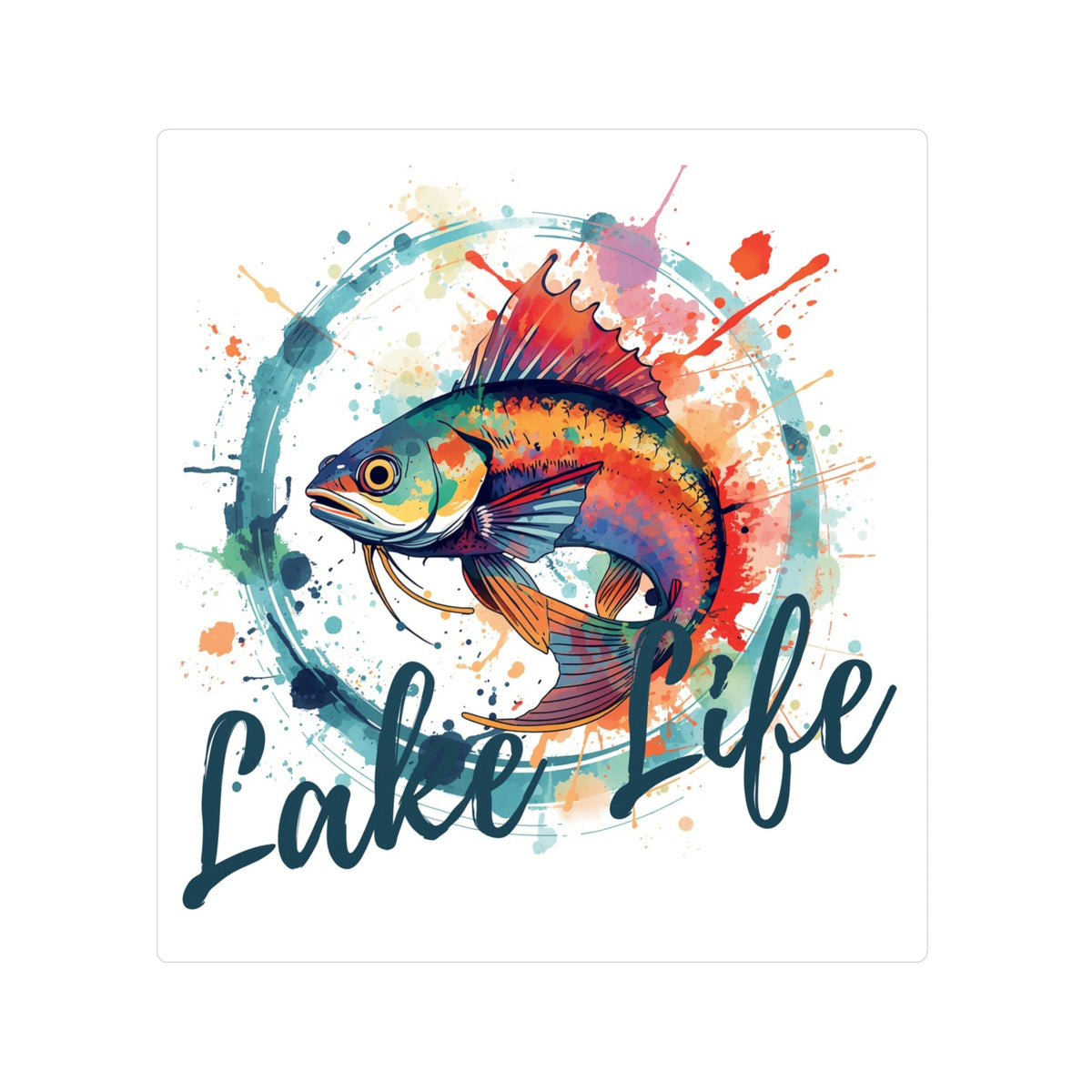 Lake Life Catfish Vinyl Sticker — Colorful Watercolor Fishing Decal (Kiss-Cut)