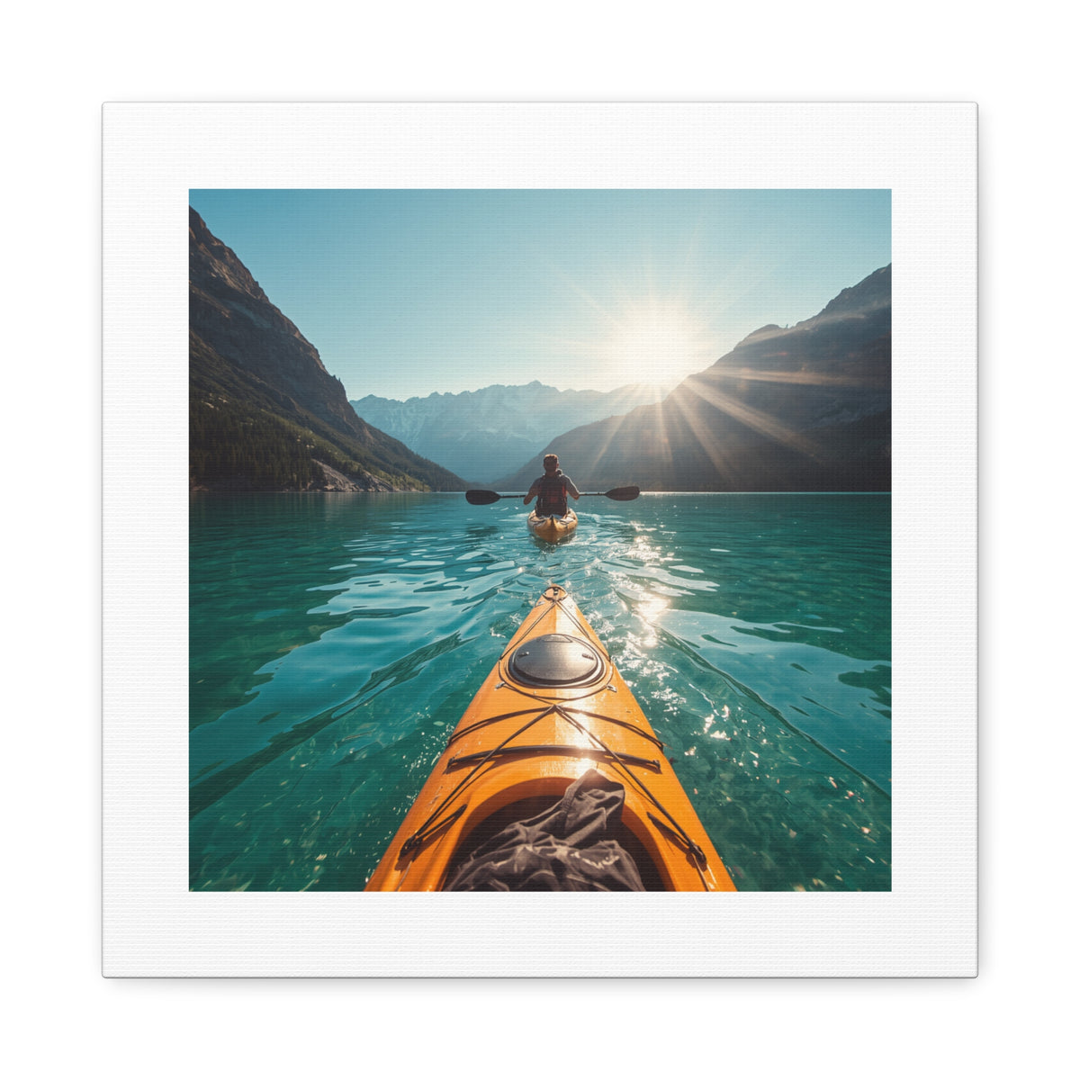 Lake Life Kayak Sunrise Canvas Print — Stretched Matte Wall Art